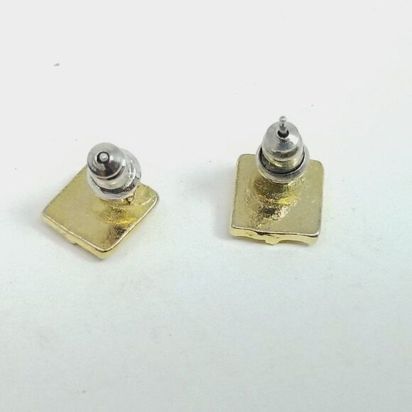 Vintage Little Present Shaped Bow with Bows Stud Earrings,  Small Gold Tone - Picture 2 of 5